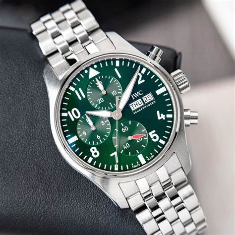 iwc pilot green dial|iwc portugieser chronograph green.